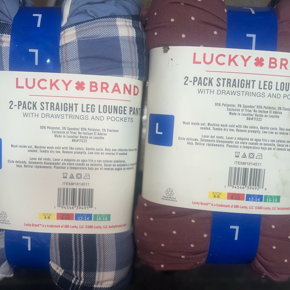 1pk Lucky Brand Blue Plaid or 1pkMaroon Dot Lounge Pants - Picture 2 of 3